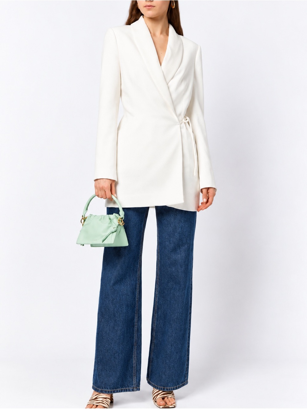 Staud Everly Wrap Blazer Jacket Dress White Size 8 Minimalist Chic NWT $495